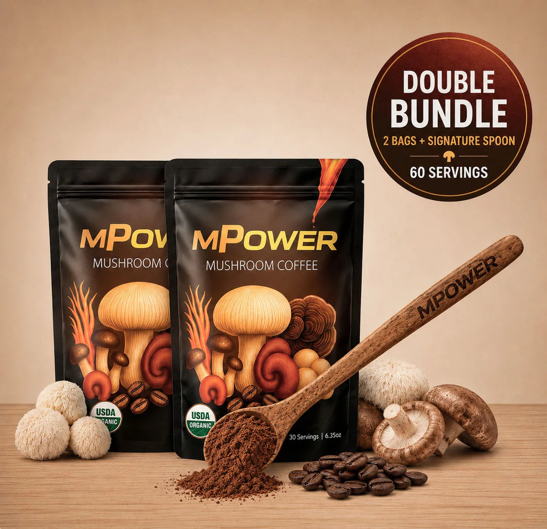 FuelMPOWER Mushroom Coffee (2 Bags) + Wooden Spoon img